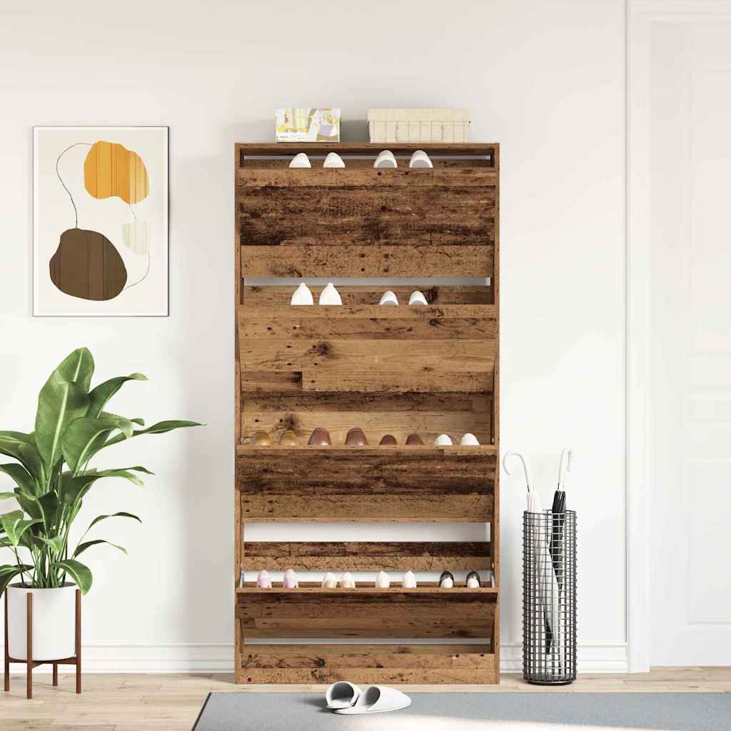 Shoe Cabinet with Shelf Rustic Wood Style 80 x 21 x 163.5 cm Engineered Wood