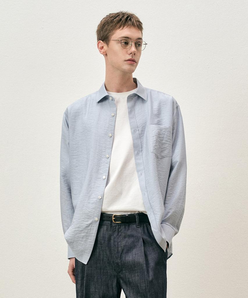 COSTUME O’CLOCK Linen Relaxed Fit Long Sleeve Shirt 5 Color Coossh193