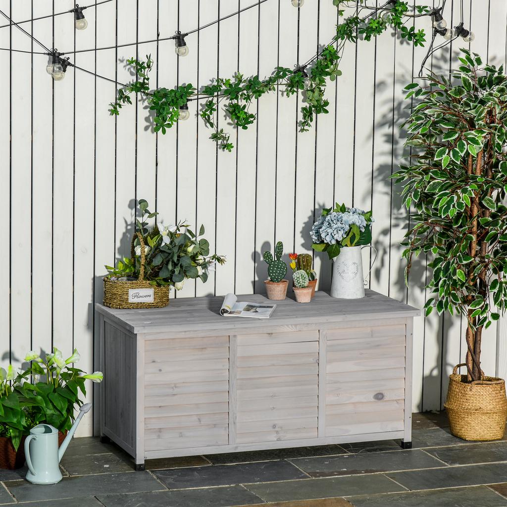 Gartenbox Weather Resistant Breathable Cushion Box Storage Box Spruce Wood Gray 127 X 56 X 60 Cm