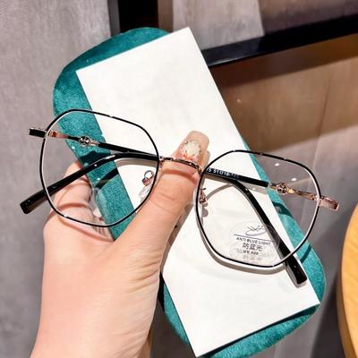 Korea Joker Mode Nahsichtbrille Damen Hochwertige Sensibilisierte Blaue Flache Gläser Herren Kunst Gold Brillenrahmen
