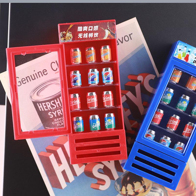 Mini Supermarket Refrigerator Sticker Cabinet Model Toy Micro Scene Diy Doll House Food Play Accessories Miniature Bottle