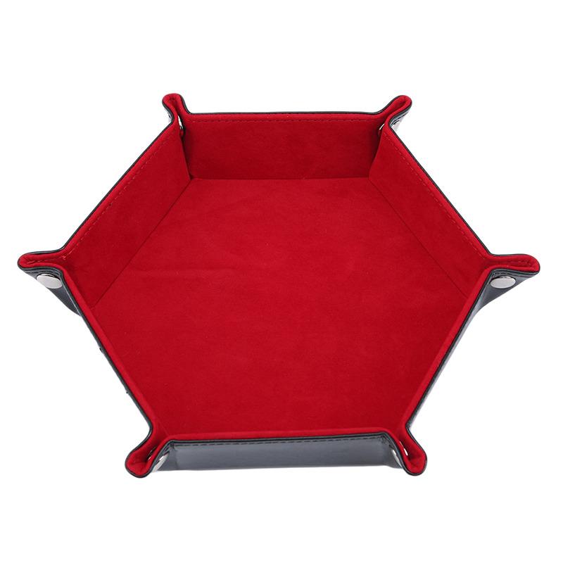 High Quality Leather Folding Hexagon Dice Tray Purple Dice Box For RPG DnD Games Dice Storage Collapsible Phone Key Coin Storage