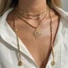 Vintage Złoty Warstwowy Krzyż Wisiorek Naszyjnik Religijny Moneta Medalion Choker Dla Kobiet Boho Letnia Biżuteria Plażowa
