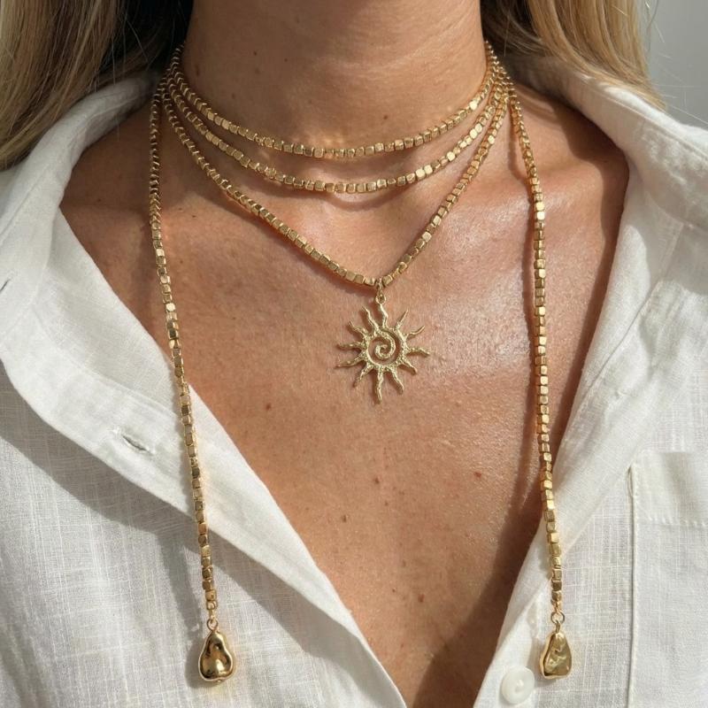 Vintage Złoty Warstwowy Krzyż Wisiorek Naszyjnik Religijny Moneta Medalion Choker Dla Kobiet Boho Letnia Biżuteria Plażowa