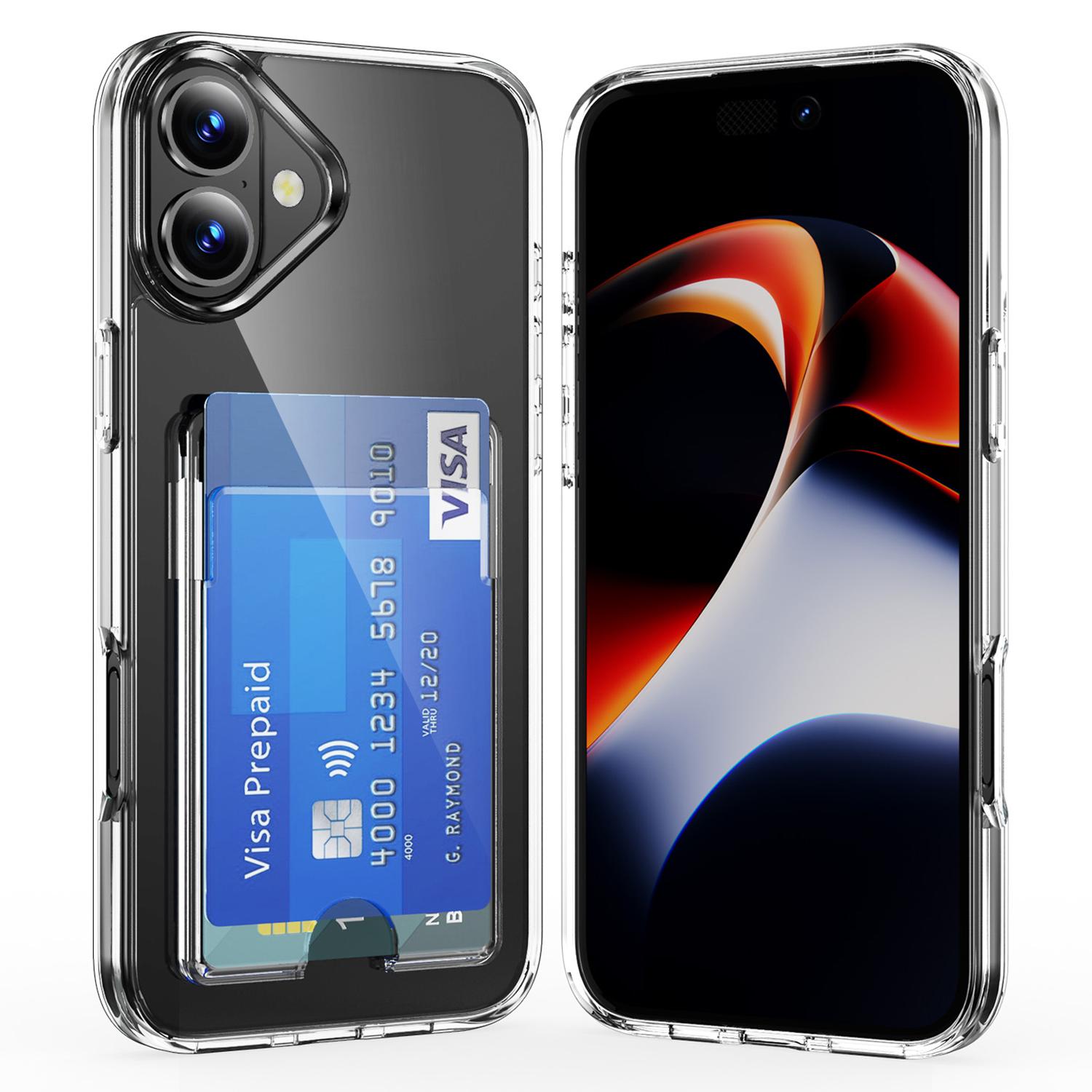 

For iPhone 17 Clear Case TPU+PC+Acrylic Cell Phone Case with Card Holder A