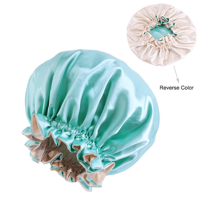 Satin Bonnet Sleep Bonnet Cap - Extra Large Double Layer Reversible Adjustable Satin Cap for Sleeping Hair Bonnet