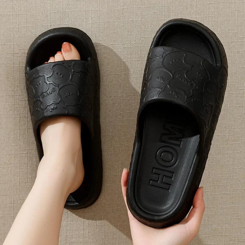 Fashion Women Soft Sole House Slippers 2024 Summer Beach Thick Platform Slipper Sandals Women Korean Eva Slippers Couple Home Flip Flop