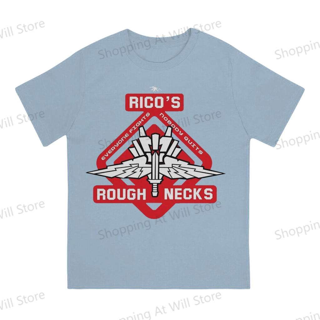 Starship Troopers Tops Cotton Leisure Sports Ricos Roughnecks Red Logo Unisexs and Womens Tshirts Tshirt Top