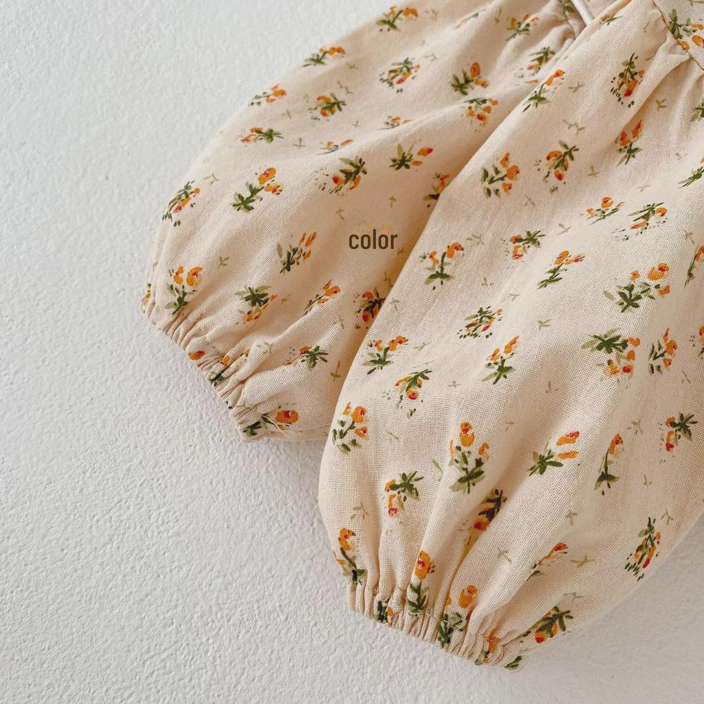 2024 Autumn Baby Girl Floral Doll Collar Long-Sleeve Romper