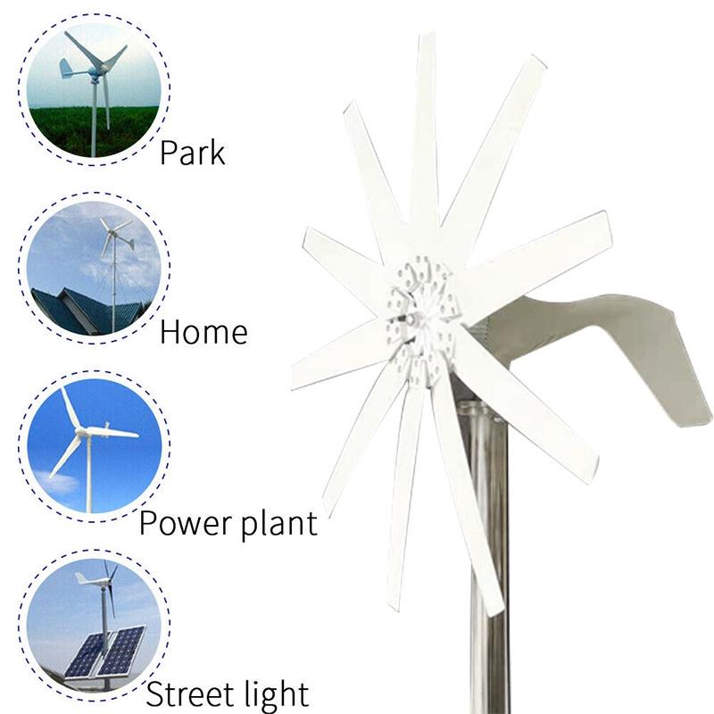 8000w 12 / 24V Wind Turbine with 10 Blades MPPT Controller Small Wind Turbine for Home Use Low Noise High Efficiency