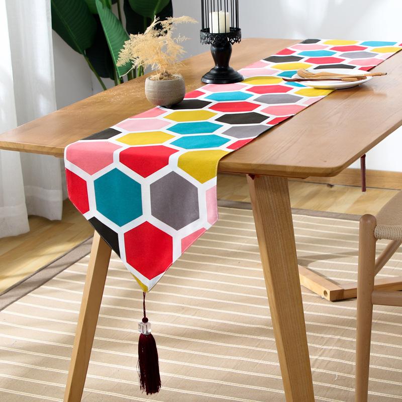Imitation Cotton and Linen Table Runner Print Multicolour Table Cloth Cover Tablecloth Table Decoration