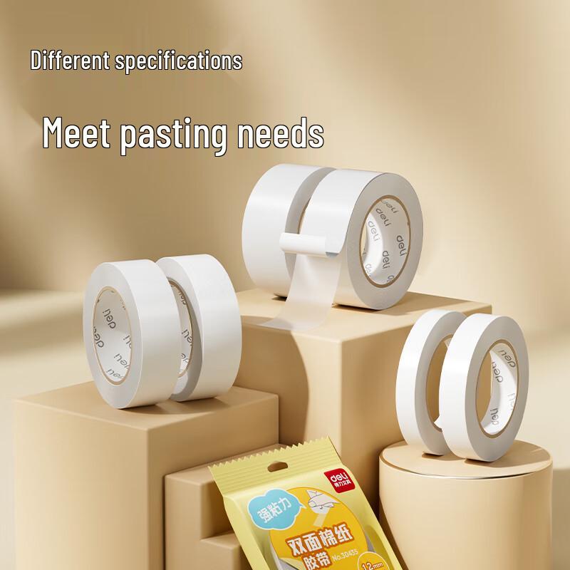 Deli 30434 High-Tack Cotton Paper Double-Sided Tape