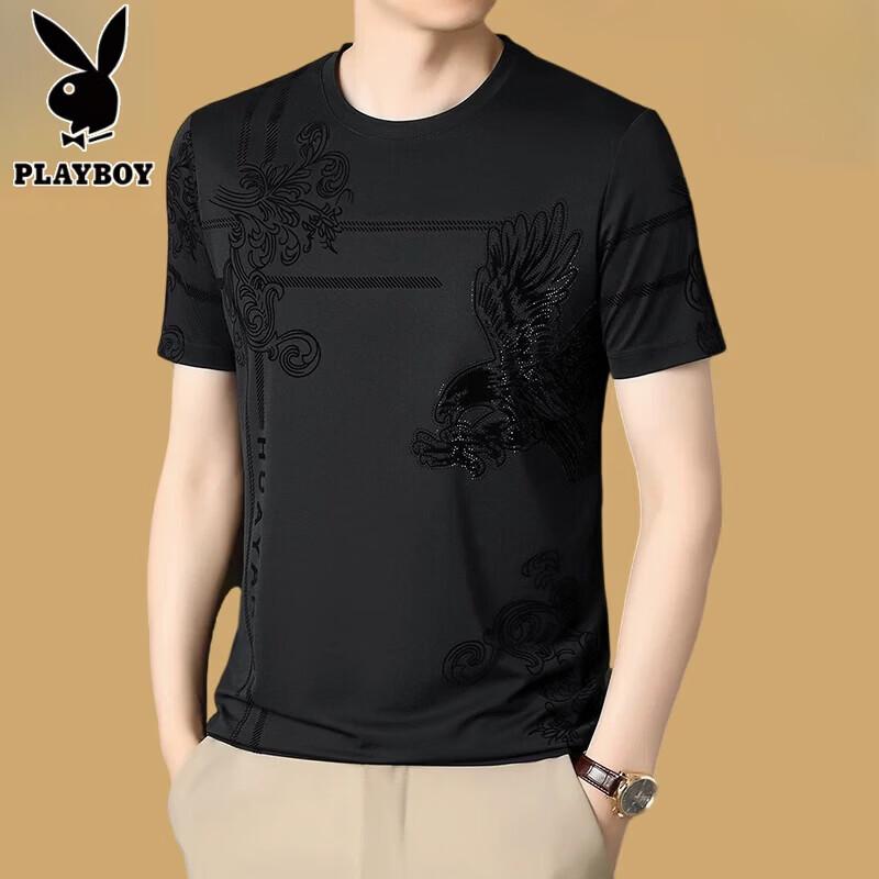 Playboy Men s Ice Silk Round Neck Short Sleeve T-shirt M