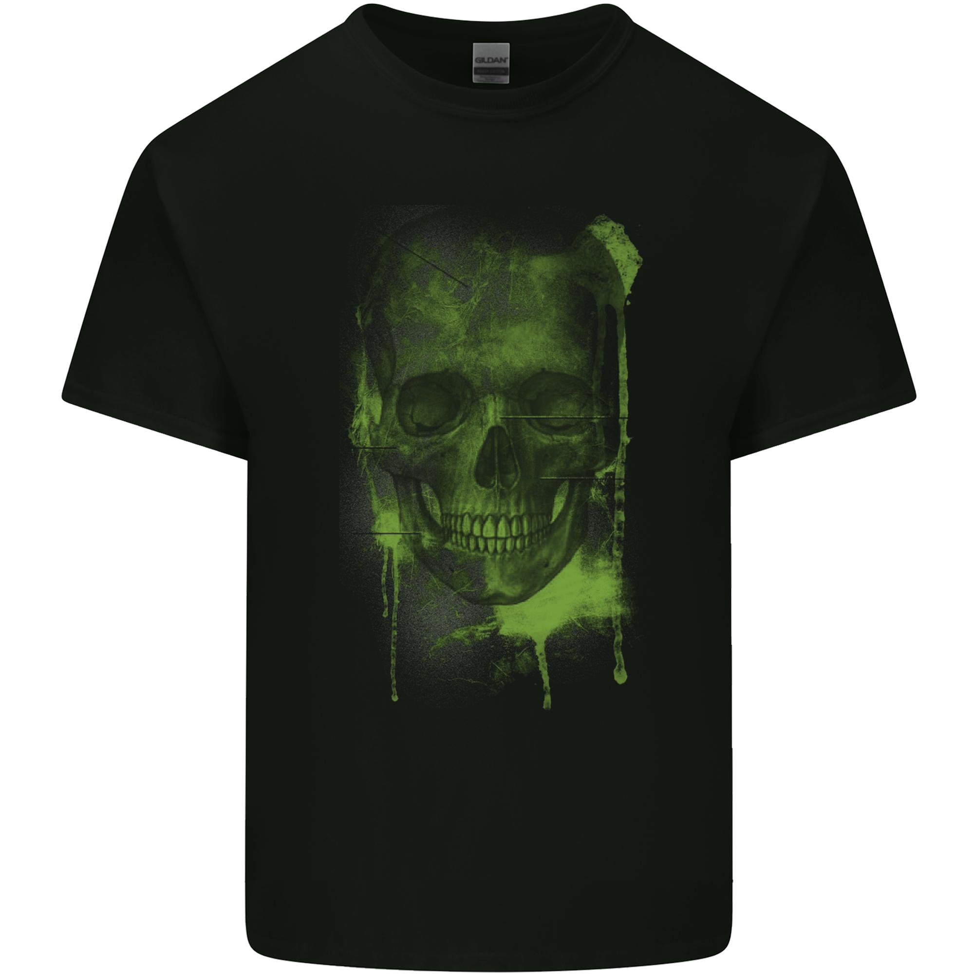 Creepy Green Skull Unisexs Light Cotton TShirt S