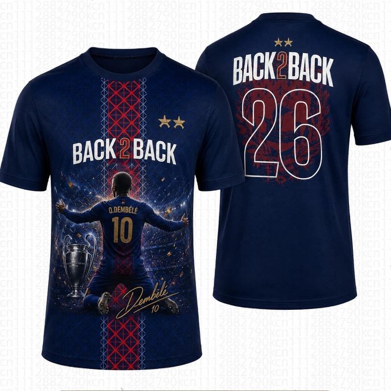 2026 Summer Oversized Soccer Commemorative T-shirt 3D All Over Trophy Print Breathable Quick Dry Short Sleeve Jersey
