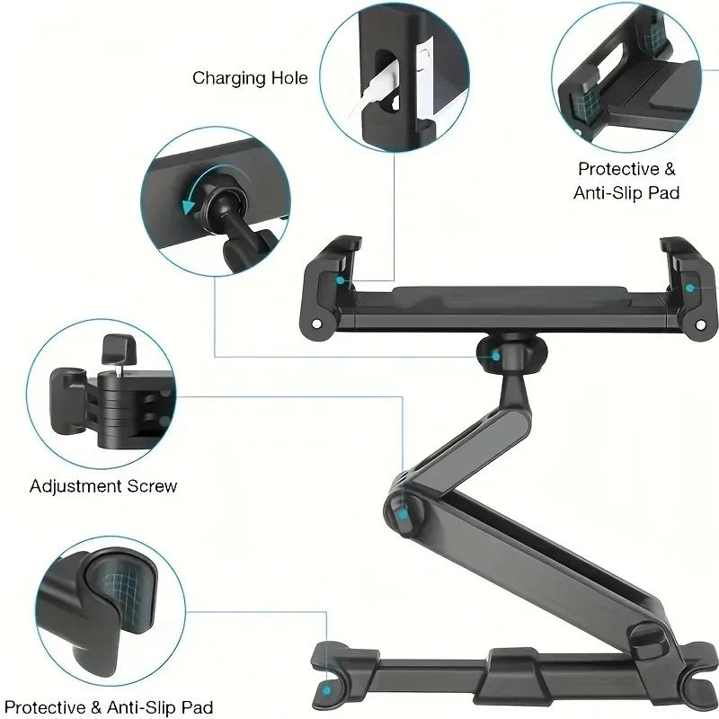 Telescopic Car Rear Pillow Phone Holder Tablet Rotating Holder Car Back Seat Stand Headrest Bracket Universal Holder Accessories