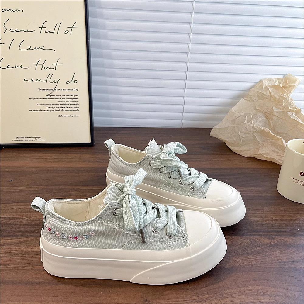 Niche original embroidered platform canvas shoes 22 summer new thin breathable casual shoes