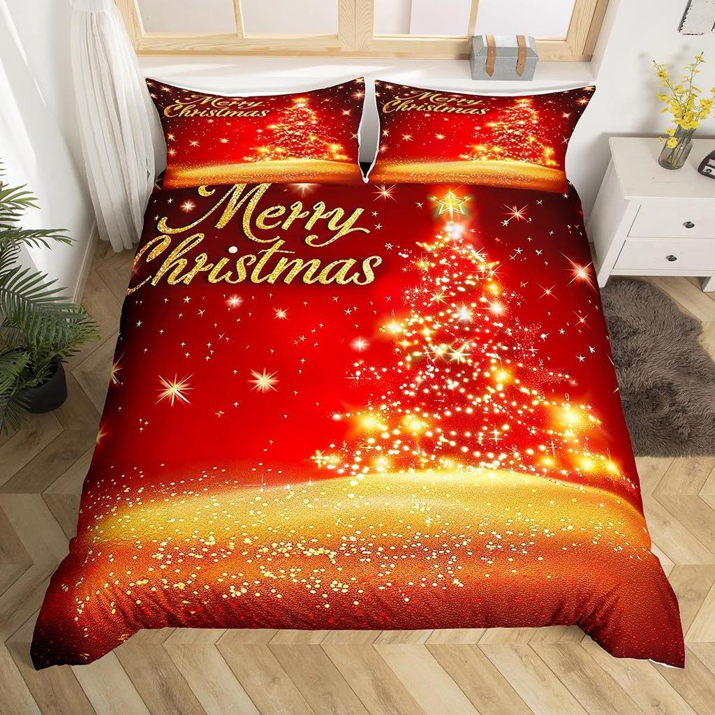 Christmas Snowflake Down Comforter Set Bedding Set 3-piece Duvet Cover Set