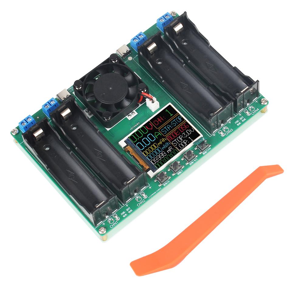 

5V 18650 Lithium Battery Capacity Tester Resistance Analyzer 4 Channel Electronic Load Tester Type-C Dual Port Input