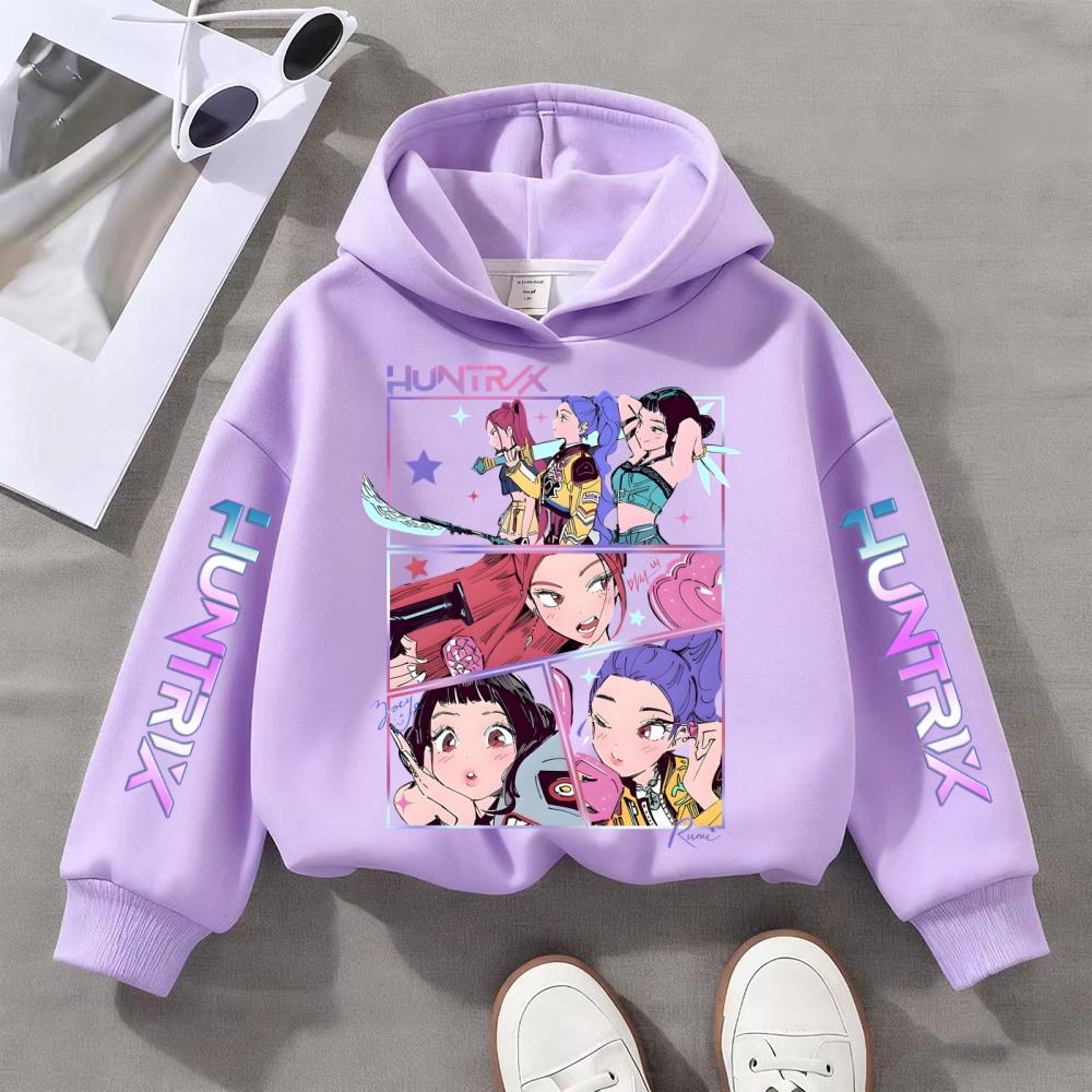 Kpop Demon Hunter Anime Hoodie Girls' Clothing Saja Cosplay Cartoon Pattern Sweatshirt Y2K Casual Everyday Pullover Hoodie