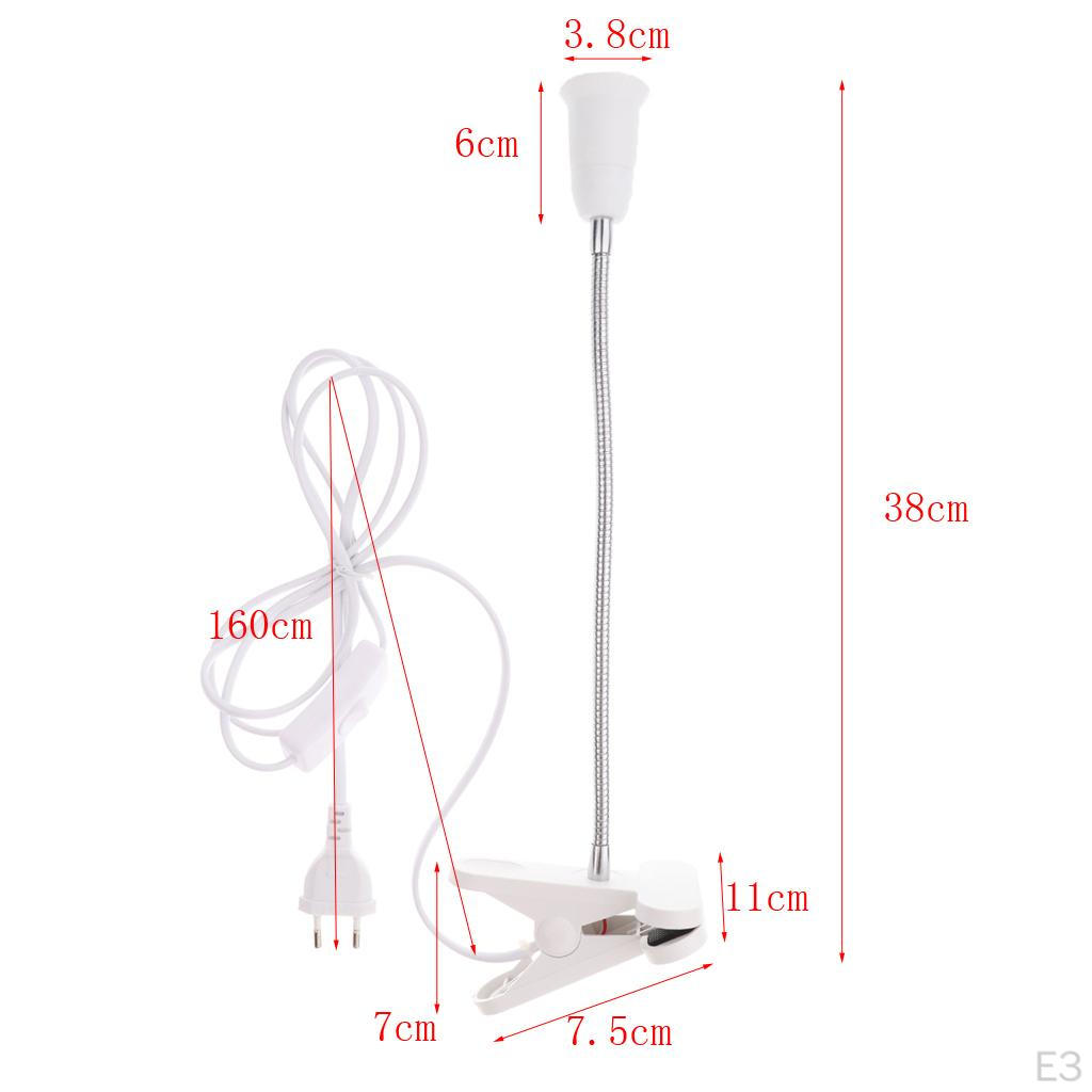 EU Plug E27 Clip On Reading Light Base Desk Lamp Socket White