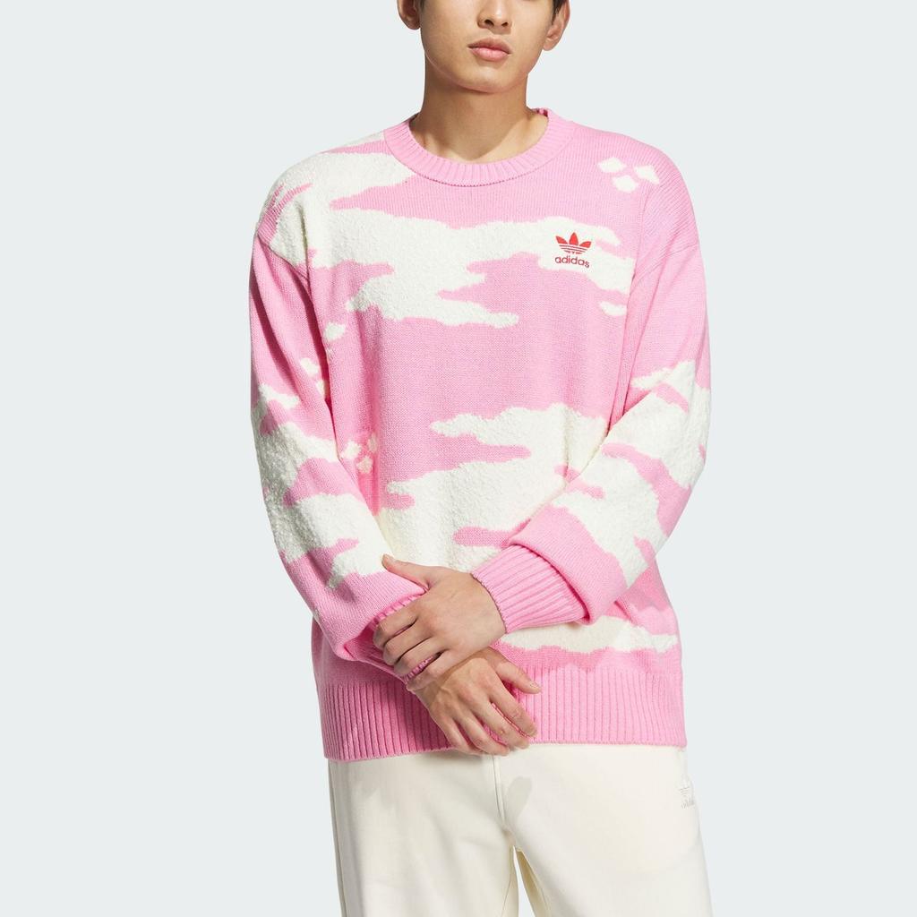 Adidas Originals Feifei Ruan Kolaborace Fw23 Svetr s grafikou loga na hrudi Unisex Top Růžový JE9188