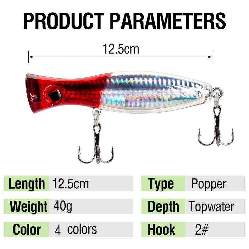 Big Popper Wobbler Angelköder Schwimmender Köder 12Cm 40G Topwater Köder Whopper Salzwasserköder Isca Künstliche Hecht Tackle