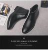 Men's Casual High Top Zipper Boots - Autumn & Winter Fashion, Korean Style, Solid Color Leather.