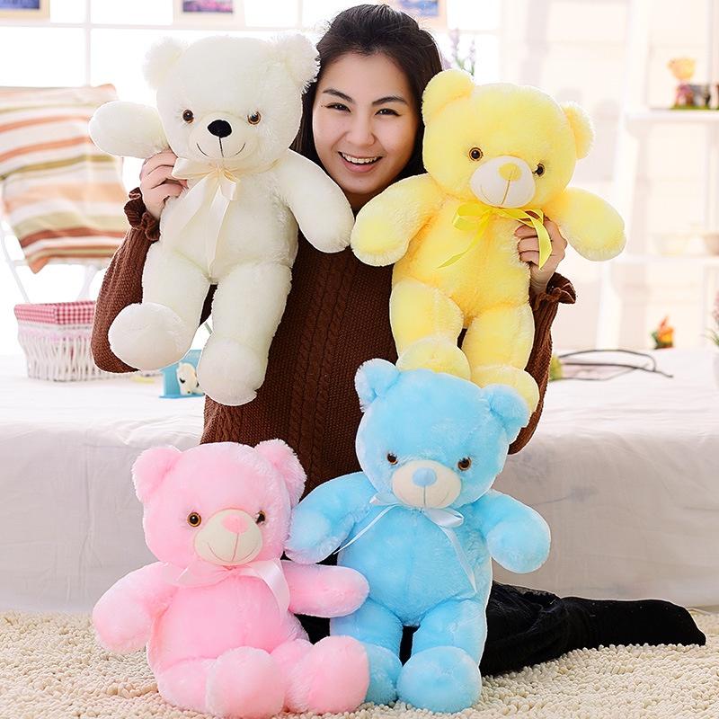 Cute Teddy Bear Stuffed Animal With Built-in Led Lights Glowing Features Soft Pp Cotton Filling