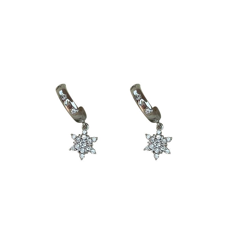Korean Zircon Flower Stud Earrings: Versatile, Minimalist, High-End Luxury for Women