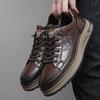 Spring and Autumn Luxury Mens Casual Shoes Genuine Leather Business Office Oxford Shoes Antiskid Wear-Resistant Running Sneakers