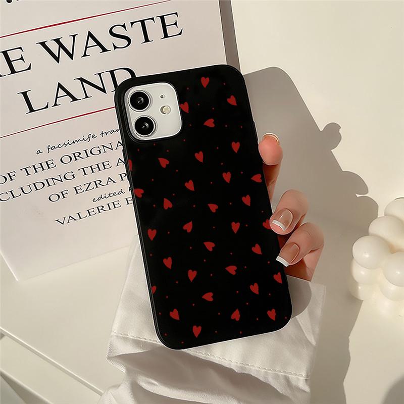 Kleine weinrote Herz-Silikon-Handyhülle für iPhone 16 15 14 13 12 11 Pro Max Mini X XS Max XR 7 8 Plus SE2 Weiche TPU-Abdeckung
