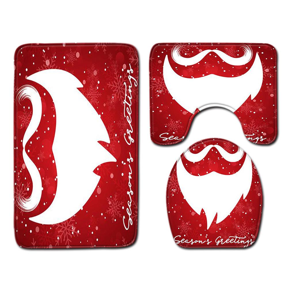 

Рождественский коврик для ванной, туалетный трехпредметный набор 45cmx75cm