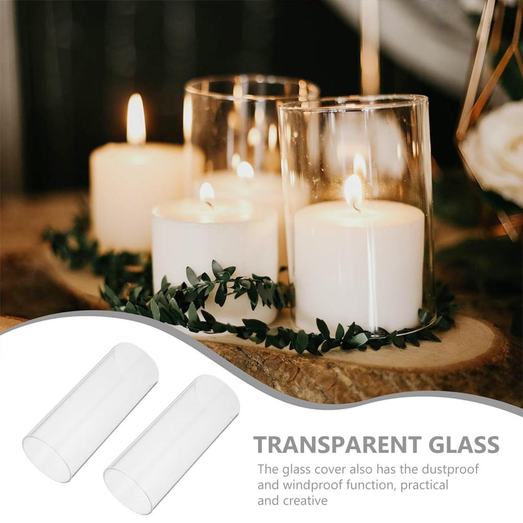 Alipis 4 Clear Glass Candle Shades, Straight Candles, Windproof and Heat-Resistant, for Home Decor