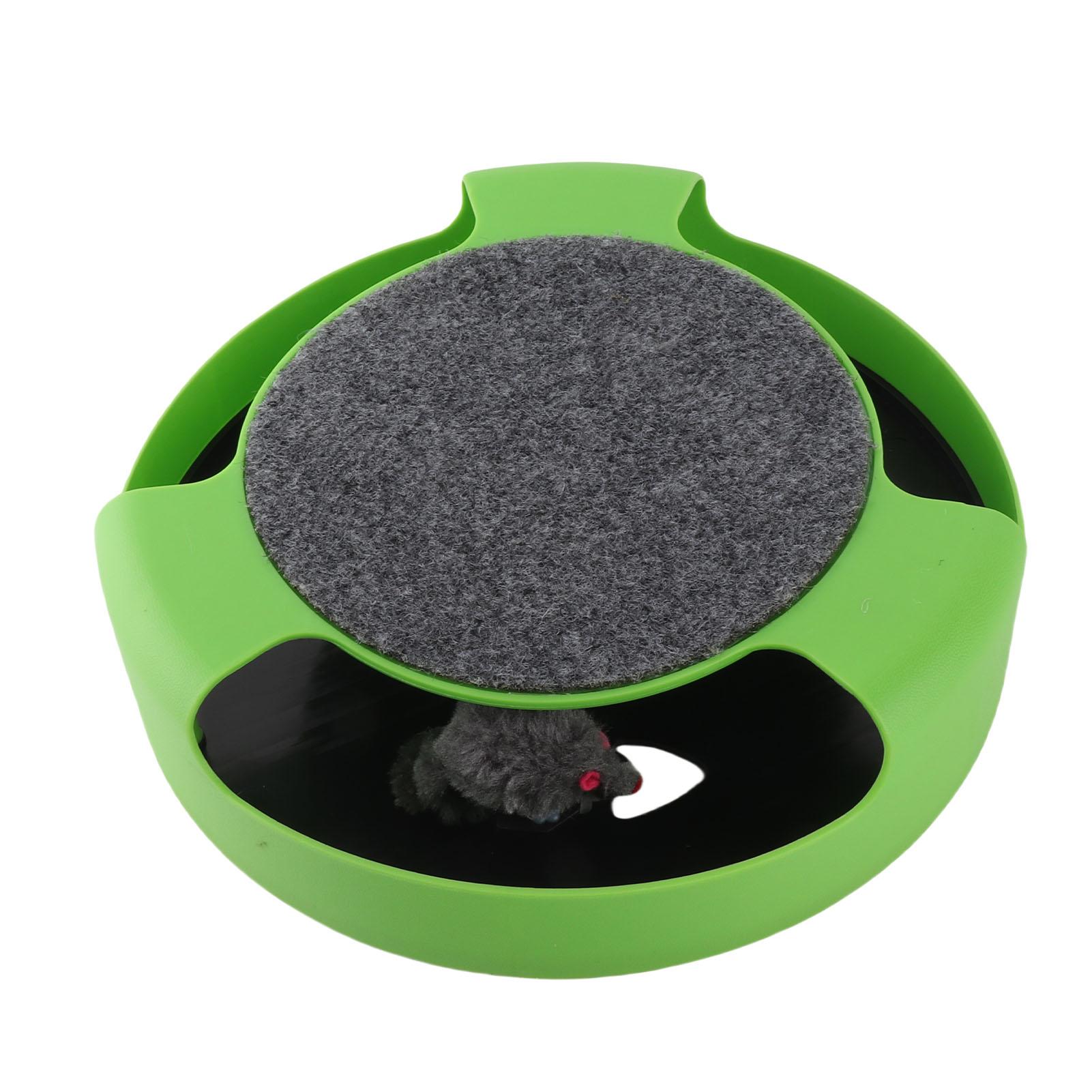 

Catch Mouse Motion Cat Toy Interactive Fun Puzzle Rotating Cat Mouse Chase Toys with Scratching Pad for Cats Kittens зелёный