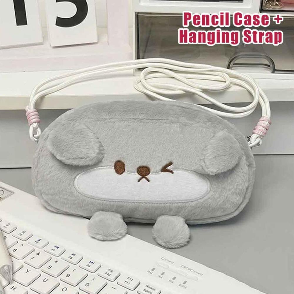 Sweet Korean Little Otter Pencil Case Large Capacity Storage Penguin Pen Bag 11cm High Aesthetic Desktop Stationery Box Office