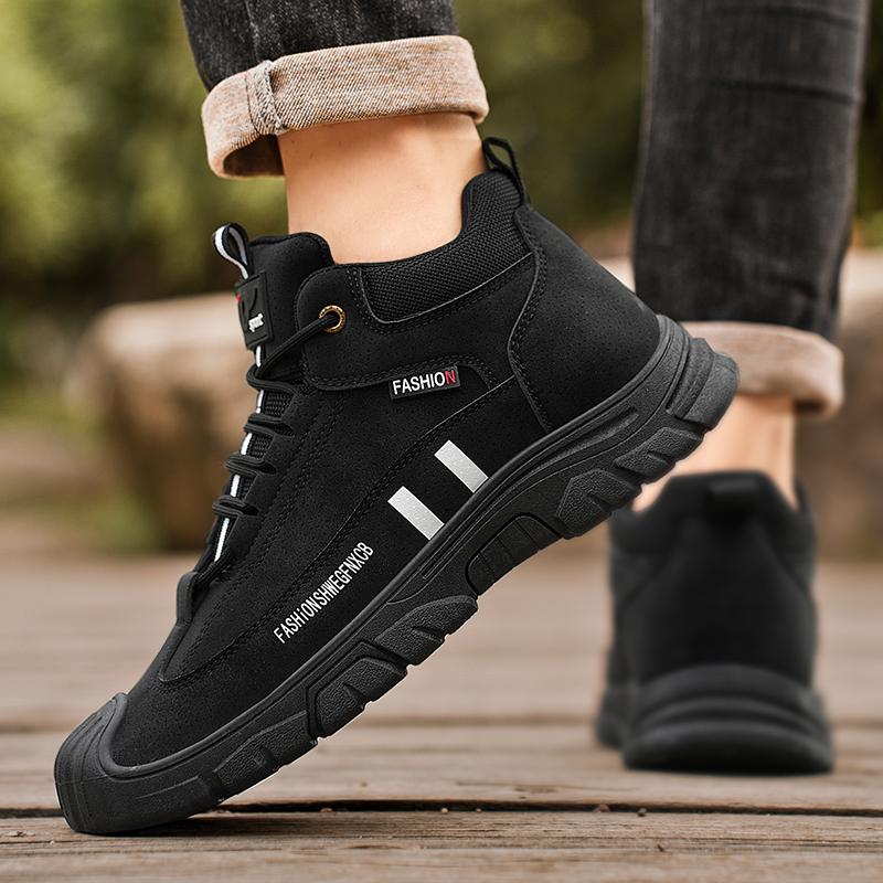 Men's Boots Autumn and Winter New Casual Boots Non-slip Soft Sole Outdoor Boots Fashion Youth Work Boots Warm Plush Cotton Boots