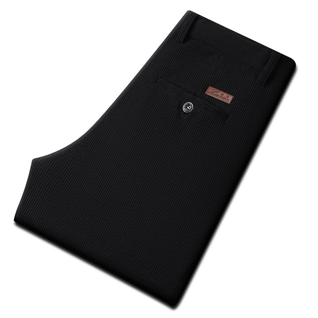 Męskie spodnie sztruksowe plisowane casualowe z prostą nogawką jesienno-zimowe spodnie do garnituru