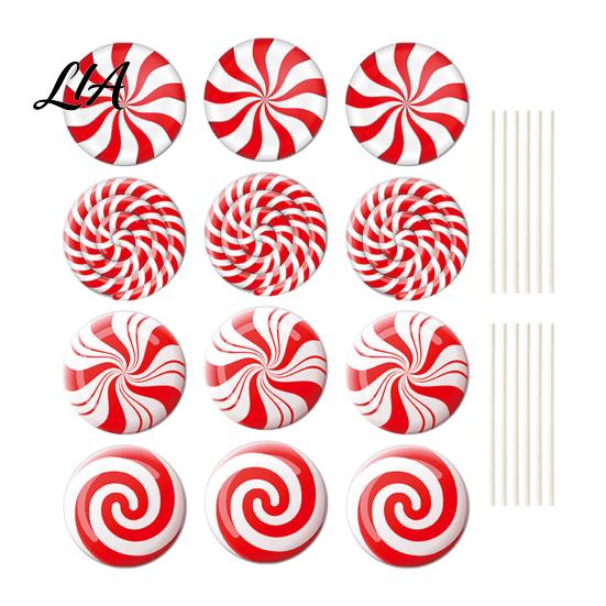 Outdoor Holiday Lawn Decorations 12Pcs Christmas Candy Yard Stakes, Hollow Board Garden Decor with Metal Spikes, Tree Ground Inserts Red White
