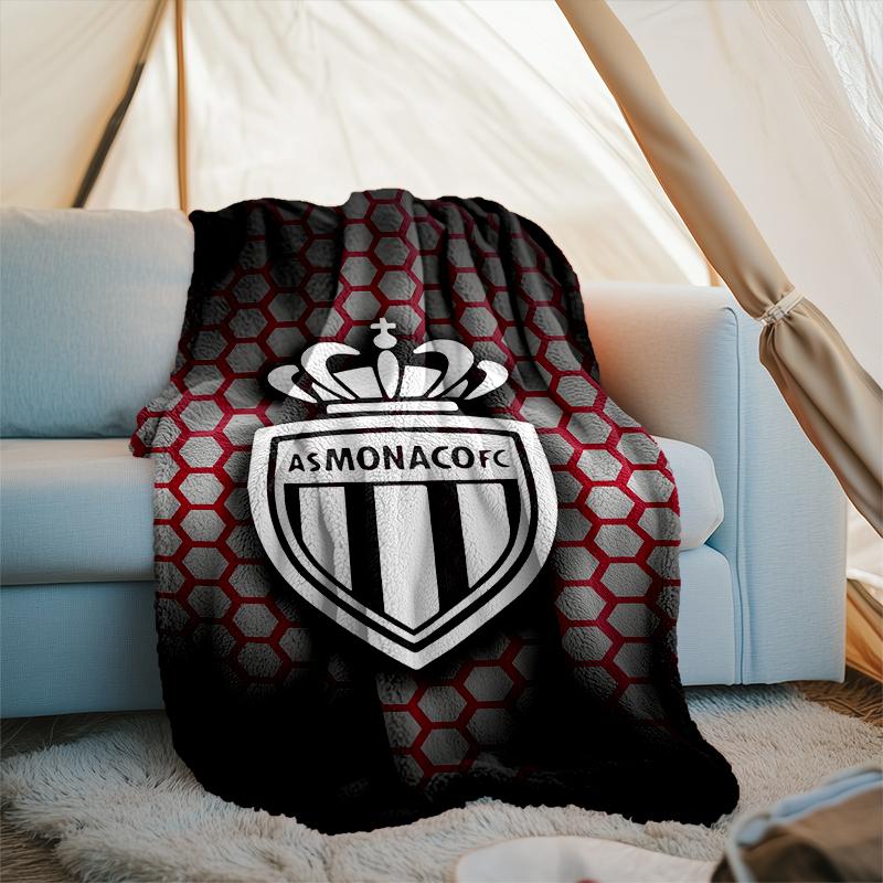 1PC Monaco Football club Printed Soft Flannel Blanket Throw for Adult Bedroom Living Room Sofa Camping Travel Fan gifts Christmas Gifts
