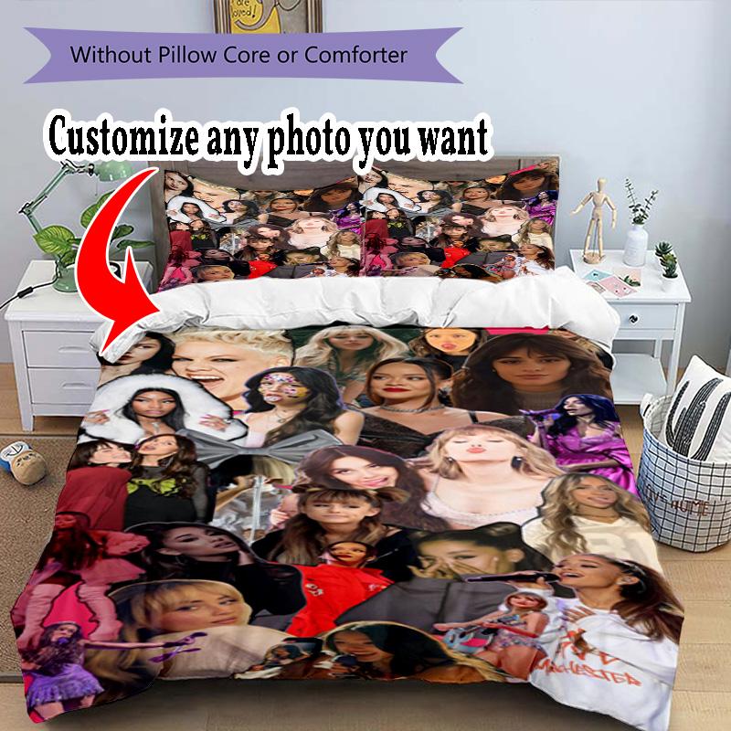 Customize Photos Customize Your Photo Bedding Set Breathable Duvet Cover with Pillowcases Home Decoration Birthday Gift