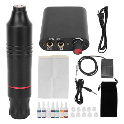 Komplettes Tattoo-Maschinen-Kit Professionelles Tattoo-Stift-Kit Netzteil Tinte Fußpedal 90-265V US-Stecker