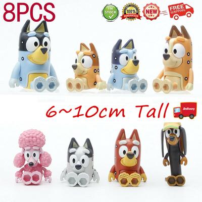 8 Peças Bluey Família Brinquedo Figura de Ação PVC Bluey Amigos Modelo Bonecas Para Crianças Presente