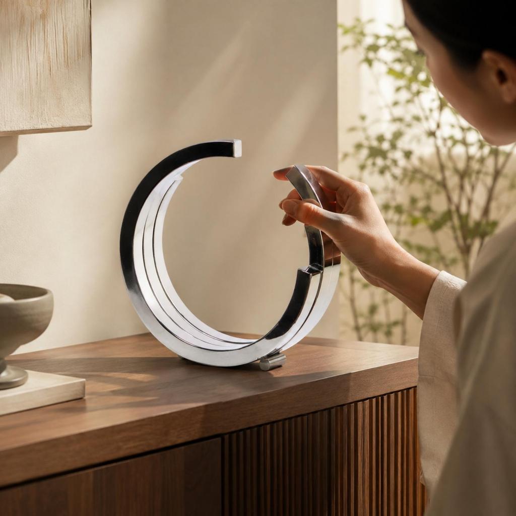 Circular Metal Decorative Sculpture Modern for Console Tables, Office Styling