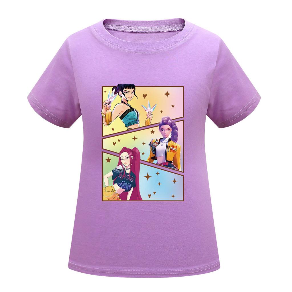 Kids Girls Anime Cartoon K-POP Rumi Zoey Mira Printed Casual Short Sleeves T-Shirt Top