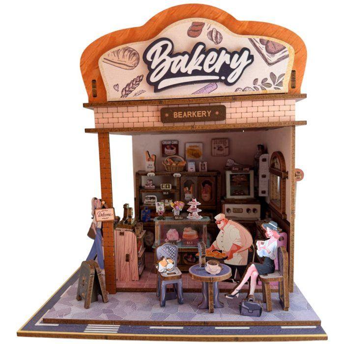 Book Nook - Kit DIY a construire Maquette 3D Serre Livre - Mini boulangerie Nookland - 14 x 16 x 26,5 cm