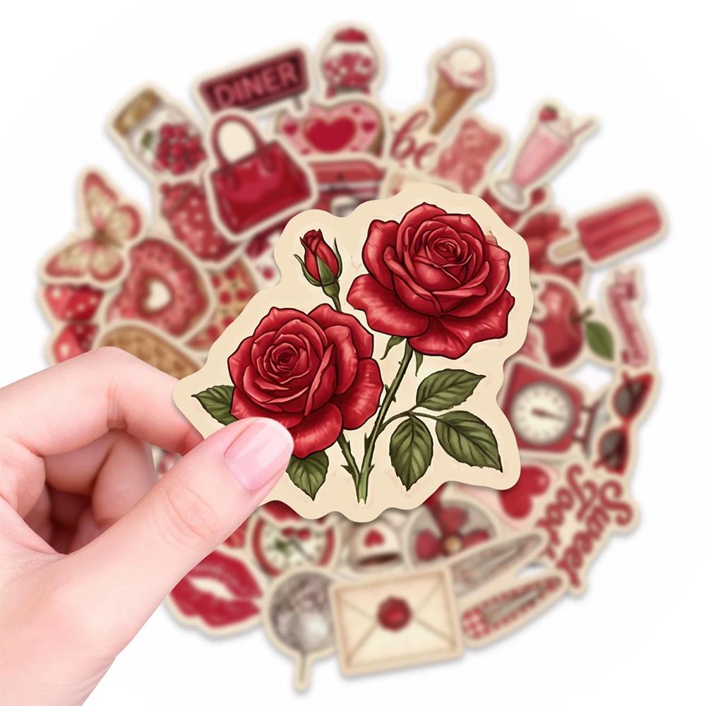 10/30/50pcs Red Valentine's Day World Cartoon Stickers Aesthetic Graffiti Decals DIY Notebook Suitcase Cute Decoration Sticker