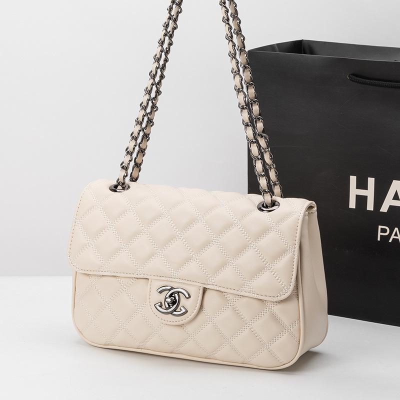 Xiaoxiangfeng Echte Leder Damen Tasche Gitter Kette Neue Modische Vielseitige Schulter Hochwertiges Gefühl Klassische Crossbody