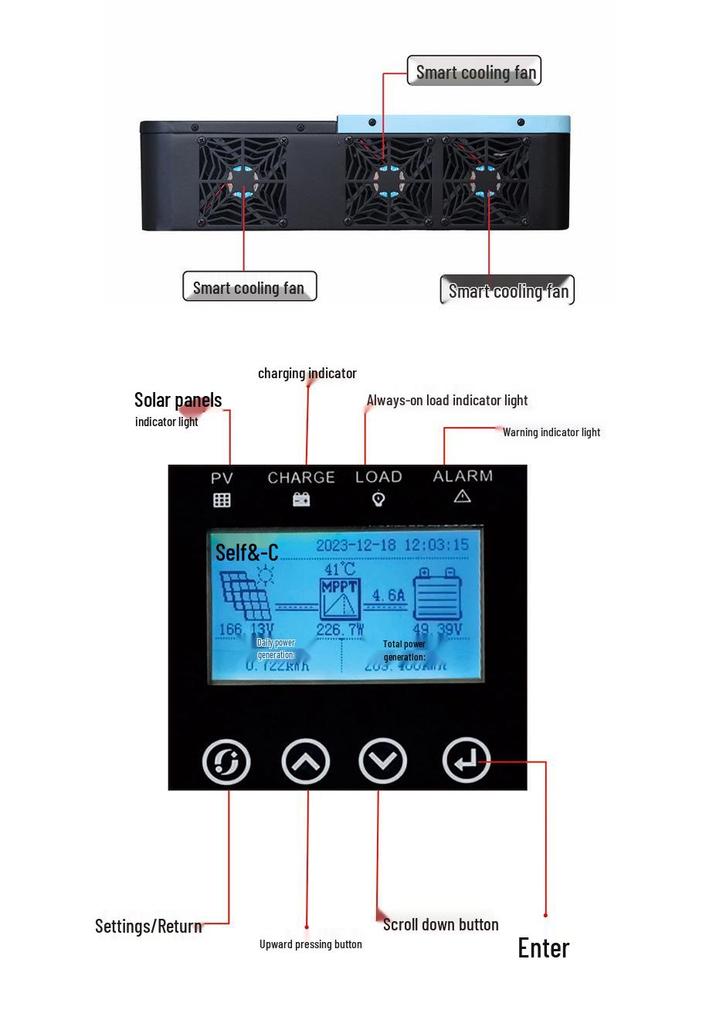 MPPT Solar Pure Sine Wave Inverter & Photovoltaic Control All-in-One (12V-96V)