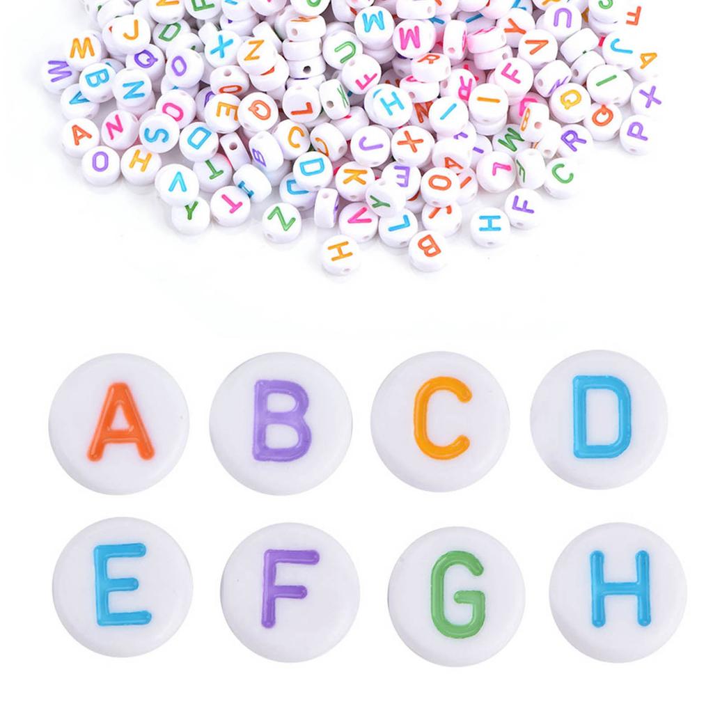 500Pcs 7 Colors Acrylic Letter Beads A Z Round Alphabet Beads for DIY Bracelet Necklace